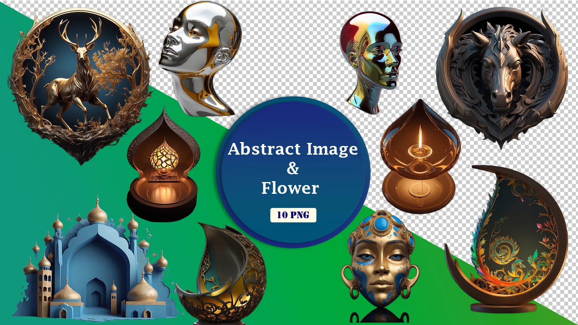 Animal Icons and Surreal Faces High-Quality 3D Assets image
